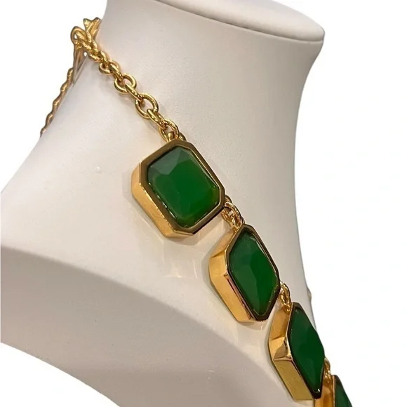 Kate Spade Frame of Mind Necklace Graduated Emerald Green 22-26” Long Party EUC - Picture 8 of 15